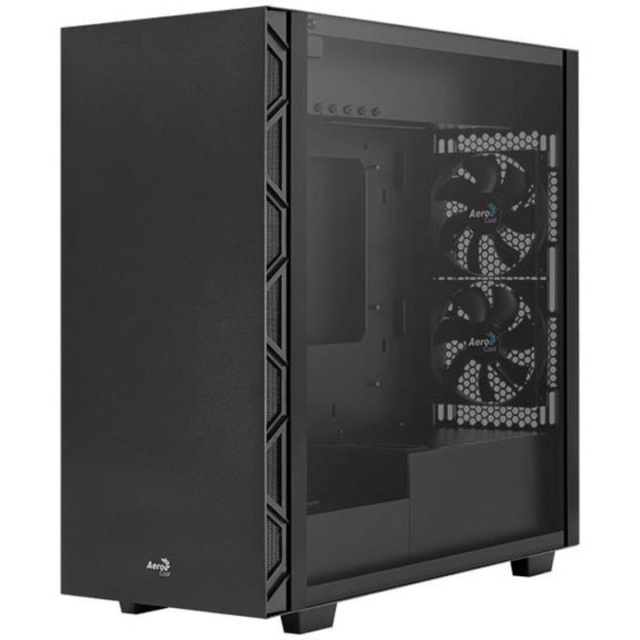 Компютърна кутия Aerocool Flo, Mid-Tower, Без захранващ блок, ATX, Black