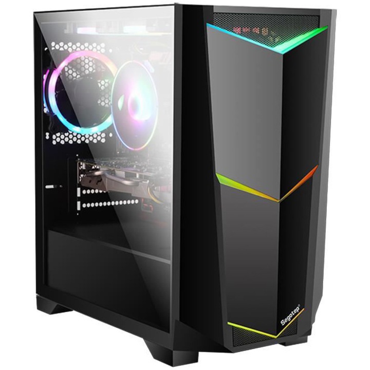 Компютърна кутия Segotep Ares, Mini Tower, Без захранващ блок, mATX, Black