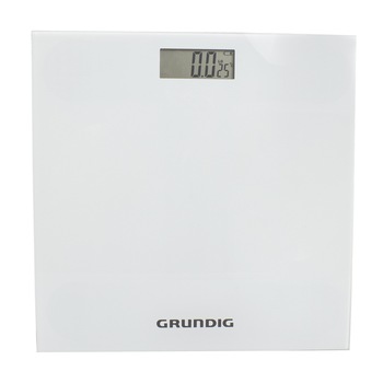 Cantar de baie digital Grundig cu termometru, display LCD, 2 baterii AAA, 180 kg, Alb Cantar de baie digital Grundig cu termometru, display LCD, 2 baterii AAA, 180 kg, Alb