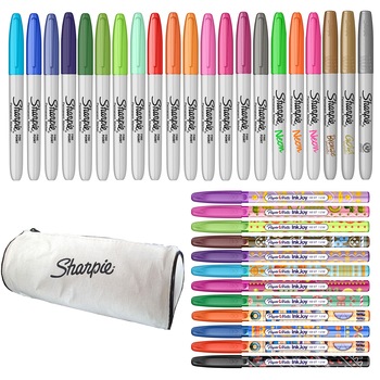 Penar Sharpie canvas, cu fermoar cu 21 markere Sharpie + 12 pixuri InkJoy candy Penar Sharpie canvas, cu fermoar cu 21 markere Sharpie + 12 pixuri InkJoy candy