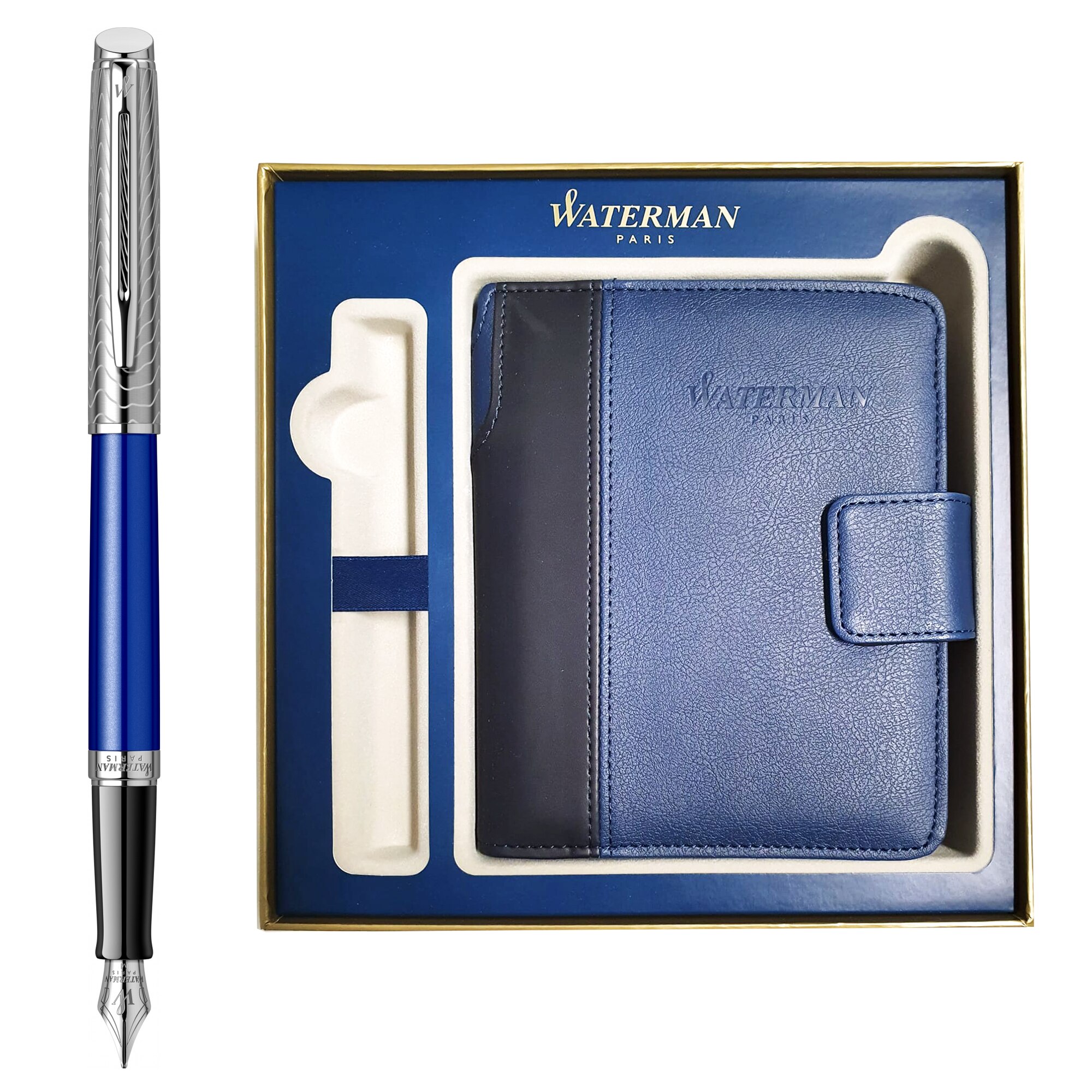 Stilou Waterman Hemishpere DeLuxe blue wave in caseta de cadou cu mini-organizer B6