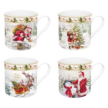 Set 4 cani Christmas Time Easy Life, portelan, multicolor, 300 ml Set 4 cani Christmas Time Easy Life, portelan, multicolor, 300 ml