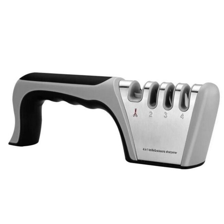 Ascutitor manual de cutite Kosiil, 4 trepte de macinare, Gri