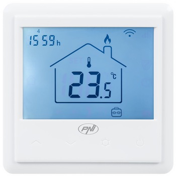 Termostat inteligent incastrabil PNI CT25PW WiFi, control prin internet incalzire cu apa in pardoseala, actuatoare, pompe, centrala, aplicatie mobil Tuya Smart, integrare in scenarii smart cu alte produse compatibile Tuya, Alexa, Google Home Termostat inteligent incastrabil PNI CT25PW WiFi, control prin internet incalzire cu apa in pardoseala, actuatoare, pompe, centrala, aplicatie mobil Tuya Smart, integrare in scenarii smart cu alte produse compatibile Tuya, Alexa, Google Home