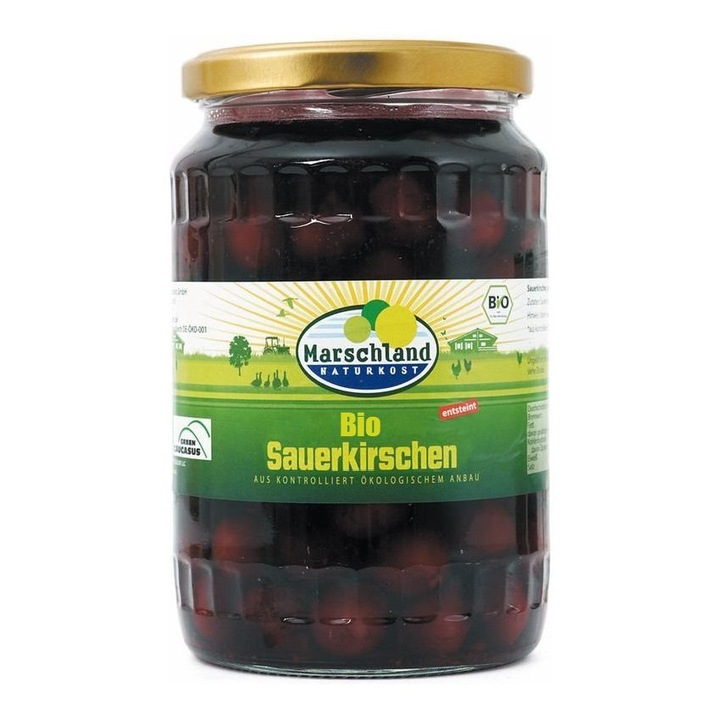 Био компот от череши без костилки, 680 гр./360 гр., Marschland Naturkost