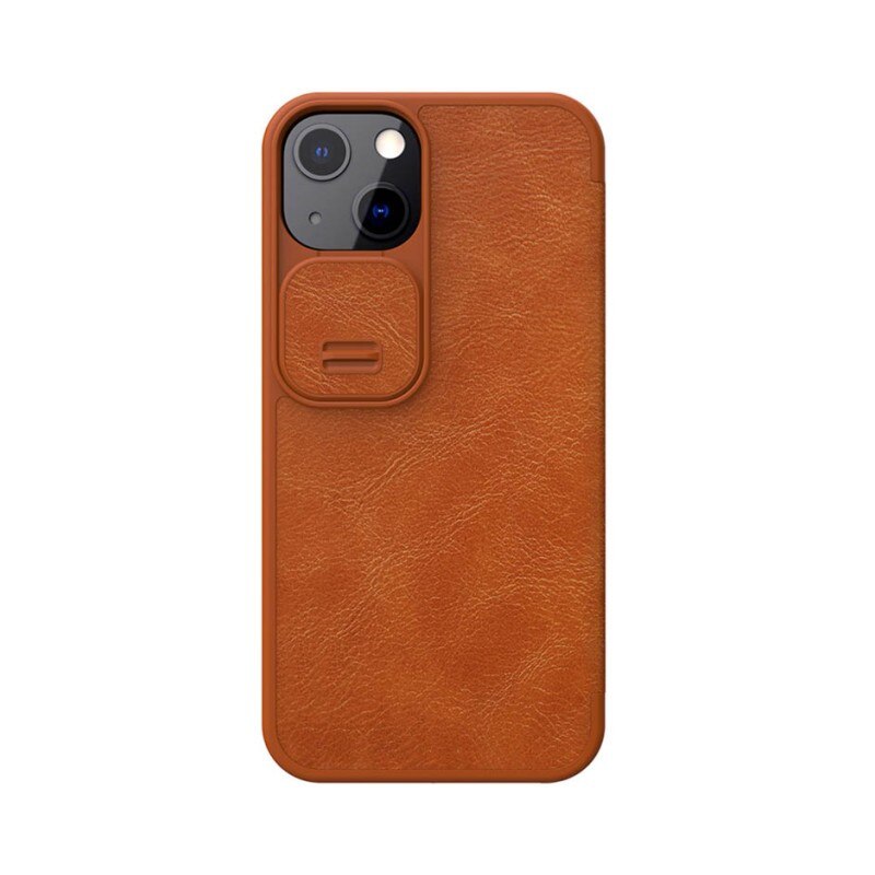 Husa Flip Cover Premium, Piele Ecologica, Nillkin Qin Leather Pro Compatibila Cu iPhone 13, Maro
