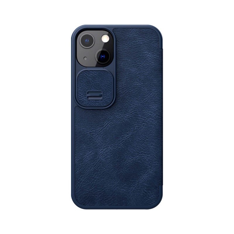 Husa Flip Cover Premium, Piele Ecologica, Nillkin Qin Leather Pro Compatibila Cu iPhone 13, Albastru