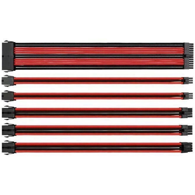 Kit cabluri alimentare Thermaltake TtMod mesh-uite Black/Red