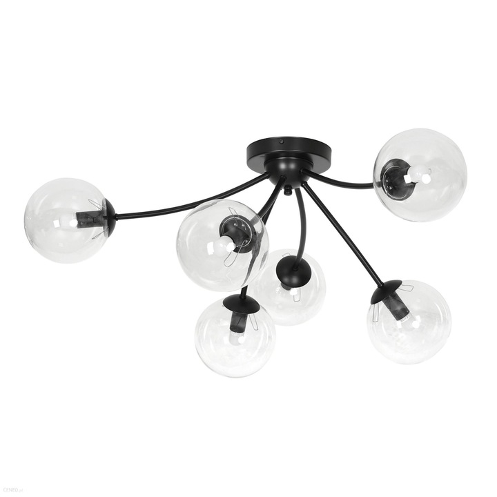 Плафон Emibig Bamba, 6x40w E14, Черен/прозрачен