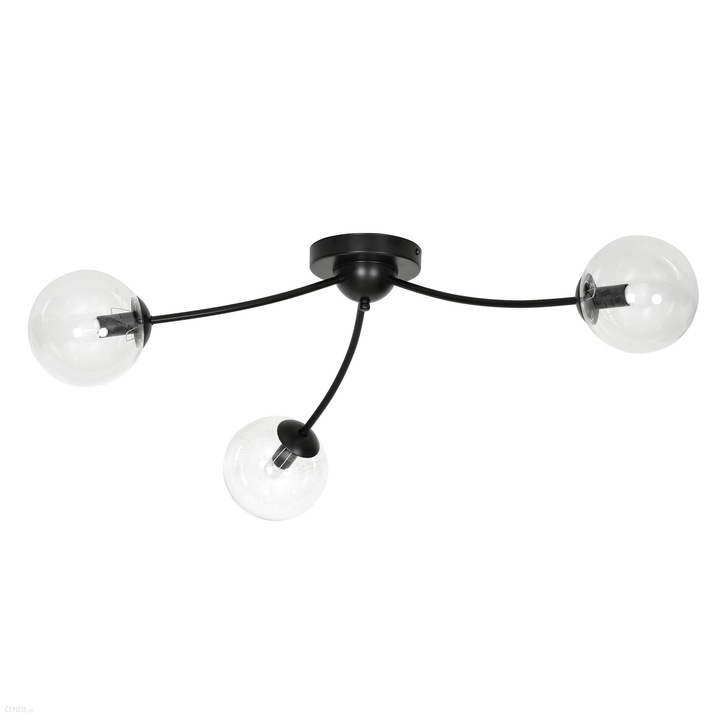 Плафон Emibig Bamba, 3x40w E14, Черен/прозрачен