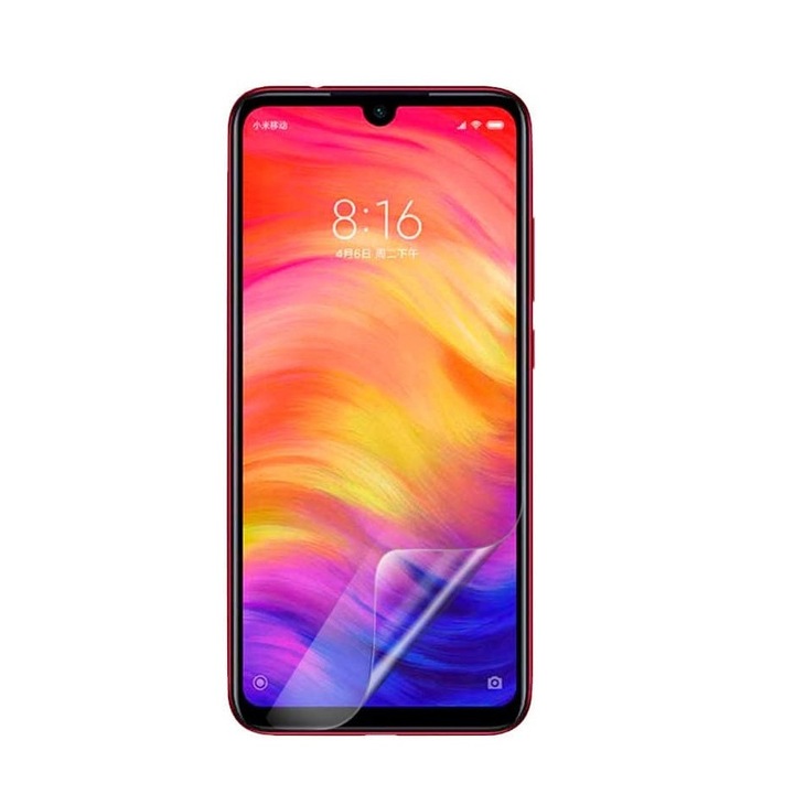 Set folii de protectie, pentru Xiaomi Redmi Note 7, fata si spate, transparenta, din silicon