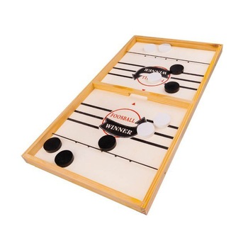 Joc interactiv Hochei pentru copii, cu tabla din lemn, cu 10 pucuri, 29.5x54 cm Joc interactiv Hochei pentru copii, cu tabla din lemn, cu 10 pucuri, 29.5x54 cm