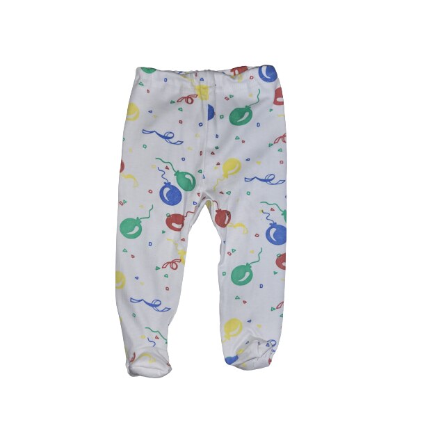 Pantaloni cu botosei, Alb/ Multicolor, 56-62 CM
