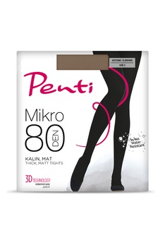 Penti - Плътен дамски чорапогащник от микрофибър Micro 80 Den, Тъмно кафяв
