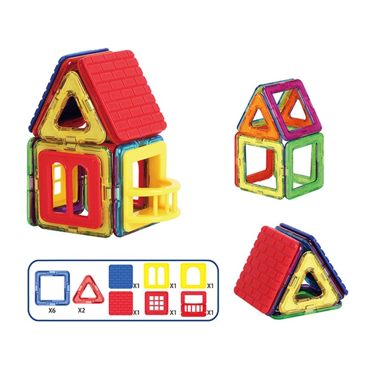 EmonaMall W4260 gyermek mágneses építőkészlet, 14 elem, piros