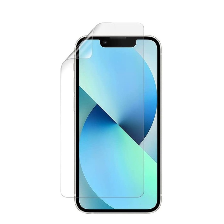 Set folii de protectie, pentru iPhone 13 mini, fata si spate, transparenta, din silicon