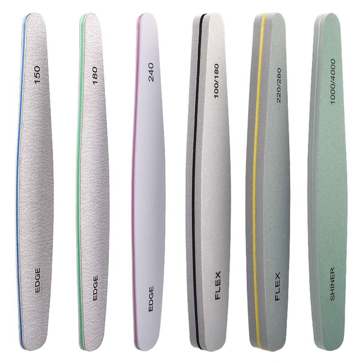 Kit pile unghii Lerods pentru manichiura si pedichiura, 6 bucati refolosibile cu granulatie diferita, culoare gri