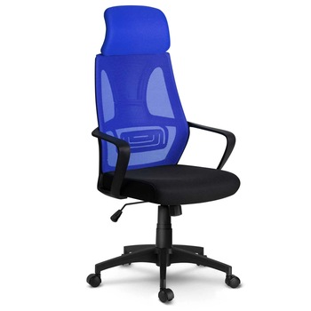 Scaun de birou in stil modern, material respirabil, spatar, tetiera si inaltime reglabila, roti cauciucate, allbastru, 61 x 128 cm Scaun de birou in stil modern, material respirabil, spatar, tetiera si inaltime reglabila, roti cauciucate, allbastru, 61 x 128 cm