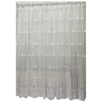 Perdea alba cu bordura brodata din colectia  Perdea alba cu bordura brodata din colectia
