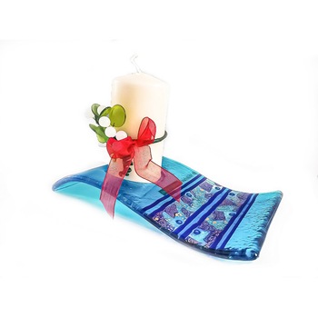 Suport lumanare Las Vegas din sticla de Murano cu lumanare decorativa inclusa, lungime 18 cm, latime 13 cm, Millefiori Suport lumanare Las Vegas din sticla de Murano cu lumanare decorativa inclusa, lungime 18 cm, latime 13 cm, Millefiori