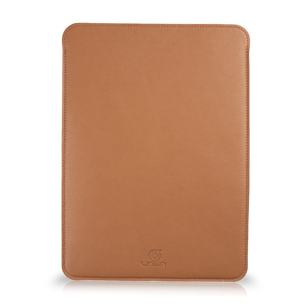 Husa laptop pentru MacBook PRO 13 inch, UNIKA, piele PU cu lana din fibre naturale, bej/verde