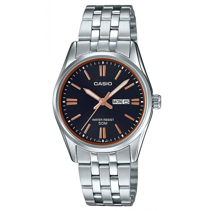 Дамски часовник Casio, Collection LTP-13, LTP-1335D-1A2 635901082, Черно, Сребърен