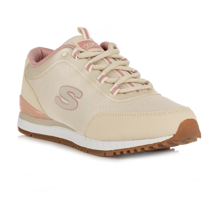 Tenisi dama, SKECHERS, Textil/Spuma cu memorie, Alb/Roz, 38 EU