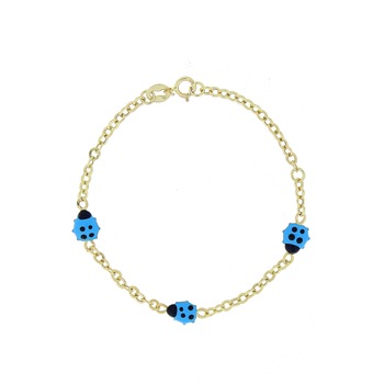Bratara copii aur 14 k cu gargarite albastre Bratara copii aur 14 k cu gargarite albastre