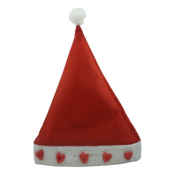 Caciulita de Craciun,Flippy, Rosie, cu inimi , lumini LED si muzica, marime universala, poliester