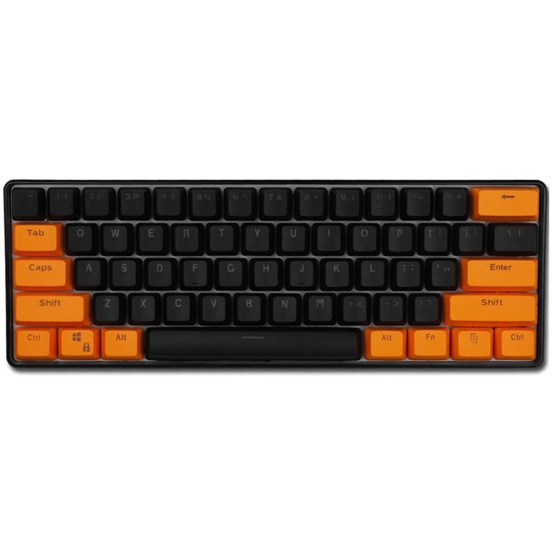 Kit butoane Royal Kludge PBT Double-Shot Keycaps, 61 taste, translucide, switch compatibile Cherry MX, layout US, Negru/Portocaliu, KC-10