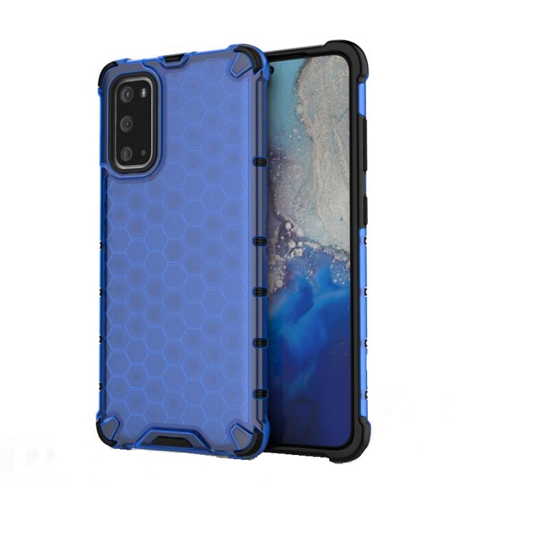 Husa Honeycomb pentru Samsung Galaxy S21 Ultra 5G, termoplastic, Albastru, CRB-BBL3269