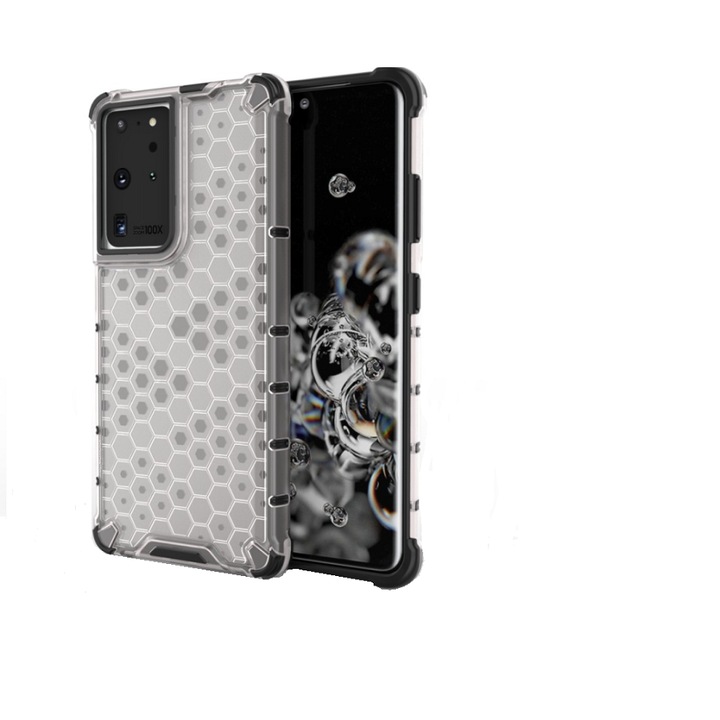 Husa Honeycomb pentru Samsung Galaxy S21 Ultra 5G, termoplastic, Transparent, CRB-BBL3271