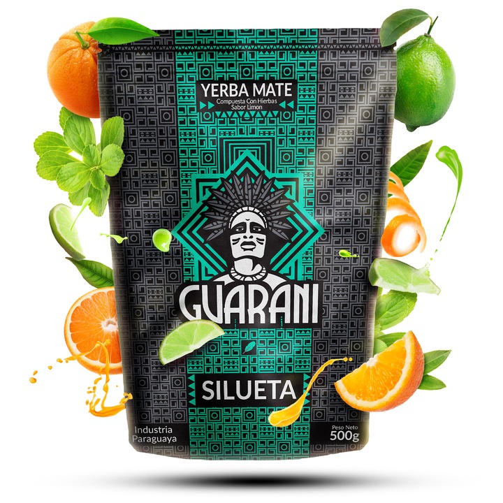 Yerba Mate Tea Guarani, Silueta, Paraguayi Füstölt, Energizáló Tartalmaz port és ágacskákat, Tökéletes Melegen és Hidegen Fogyasztva, 500g