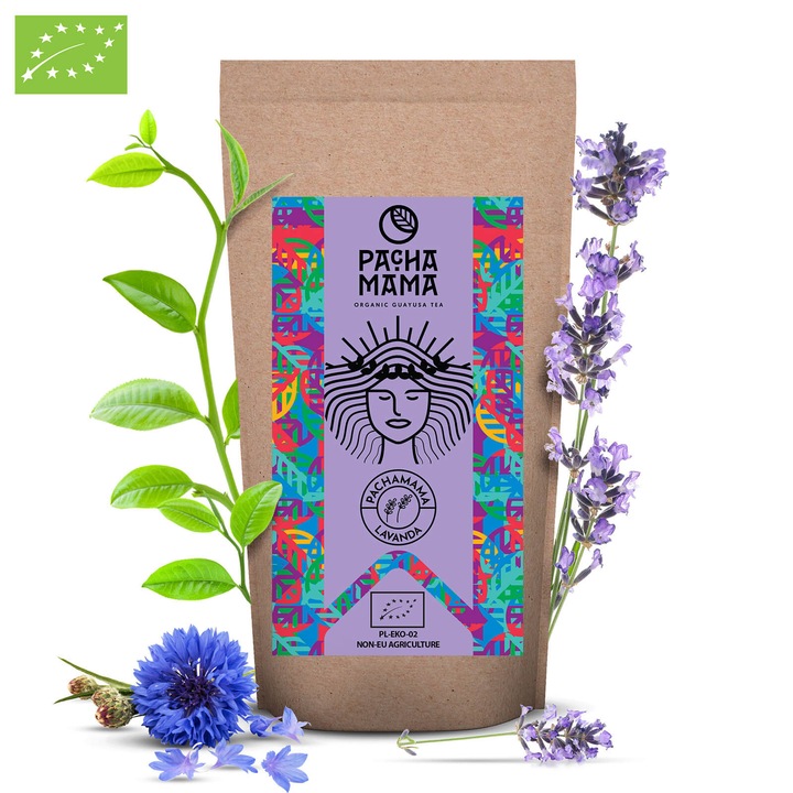 Guayusa Tea, BIO, Pachamama, Energetizáló Organic, Levendula, Equador, 250g