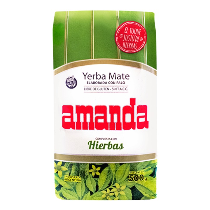 Чай Йерба Мате, Смес С Билки, Аржентина, Amanda, Екзотични И Ароматни Билки, Интензивен Вкус И Аромат, Високо Качество, Отличен За Гореща Инфузия И Освежаващо Терере, 500 г
