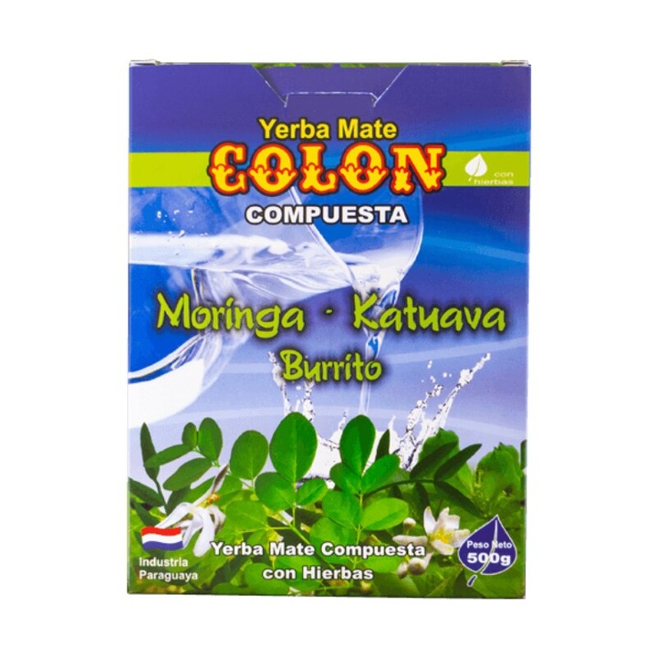 Yerba Mate Tea, Colon, Moringa Katuava Burrito, Gyógynövényes, 0.5 kg