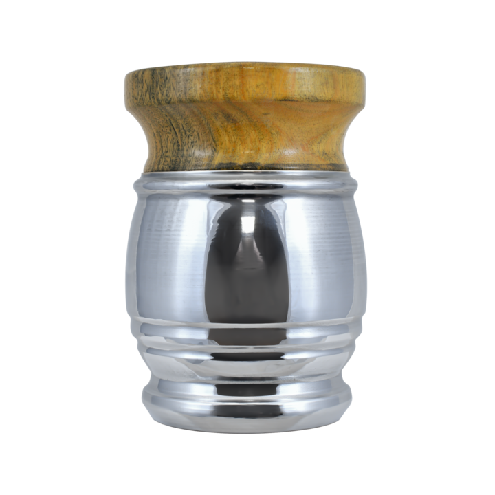 Yerba Mate, Palo Santo Matero Bögre, Pedro, Fa, Alumínium, Ezüstszín, 220 ml