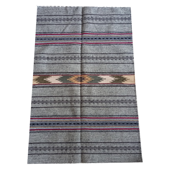 Covor Traditional din Lana, Gri inchis, 75x110 cm