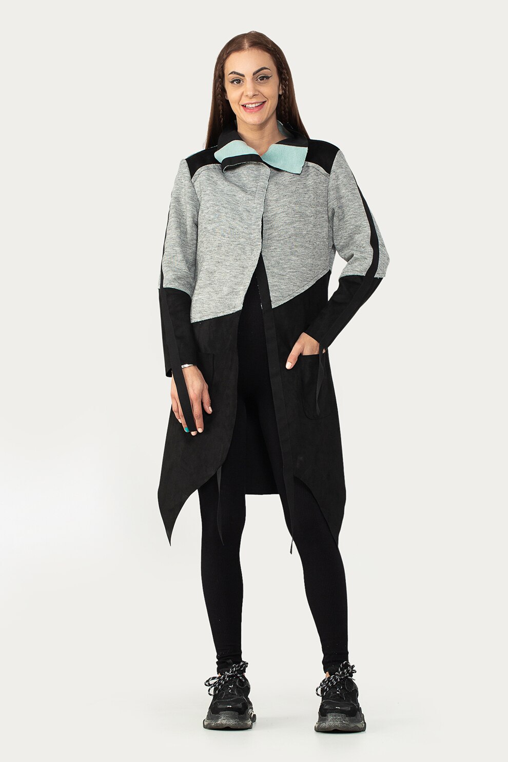 Antonia M, Jacheta cu terminatie asimetrica, Negru/Gri, M