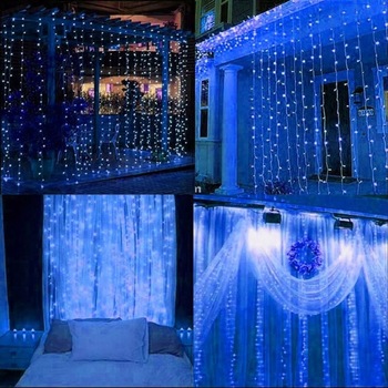 Ghirlanda luminoasa 300 LED-uri, 3m, pentru interior/exterior, telecomanda, iluminare albastra