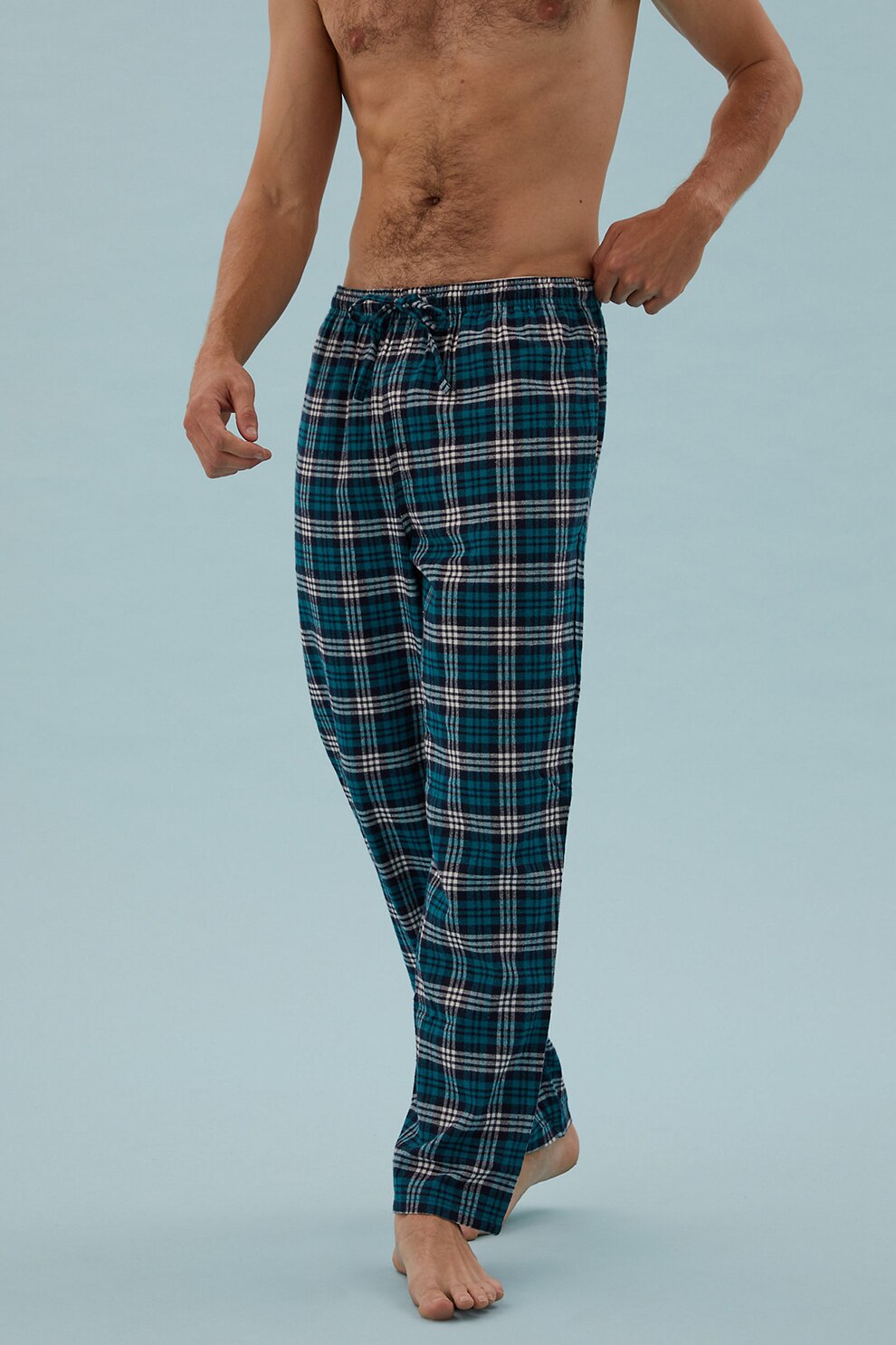 Marks & Spencer, Pijama cu decolteu Henley, Gri melange/Verde