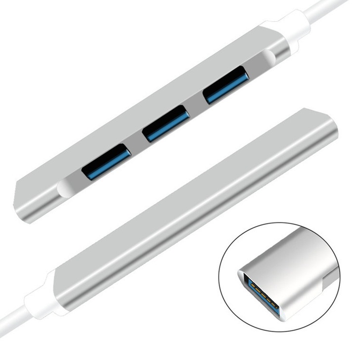 Hub zggzerg Type-C, Series Multiport 4 in 1, USB 3.0, Съвместим с Macbook