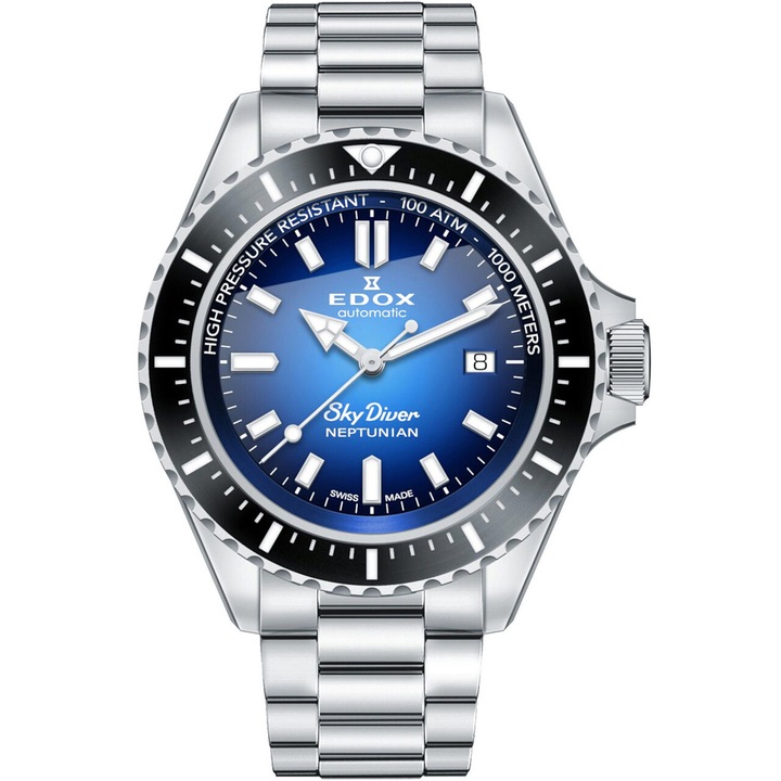 Мъжки часовник Edox 80120-3NM-BUIDN, Автоматичен, 44мм, 100ATM