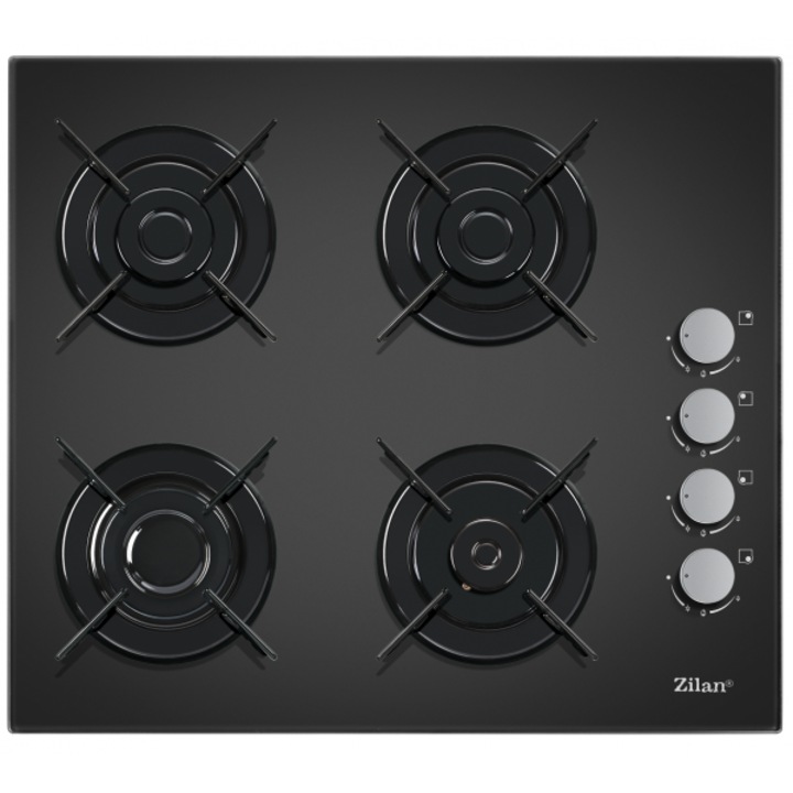 Котлон за вграждане, LPG или природен газ с 4 горелки, ел. запалване, стъкло, черно / ZLN 0058