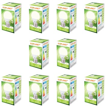 Set 10 buc - Bec LED Ecoplanet glob mic G45, E27, 7W (60W), 630 LM, F, lumina neutra 4000K, Mat Set 10 buc - Bec LED Ecoplanet glob mic G45, E27, 7W (60W), 630 LM, F, lumina neutra 4000K, Mat