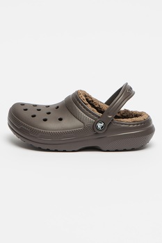 Crocs, Papuci slingback unisex de casa cu captuseala din material teddy, Maro inchis, 42-43 Crocs, Papuci slingback unisex de casa cu captuseala din material teddy, Maro inchis, 42-43
