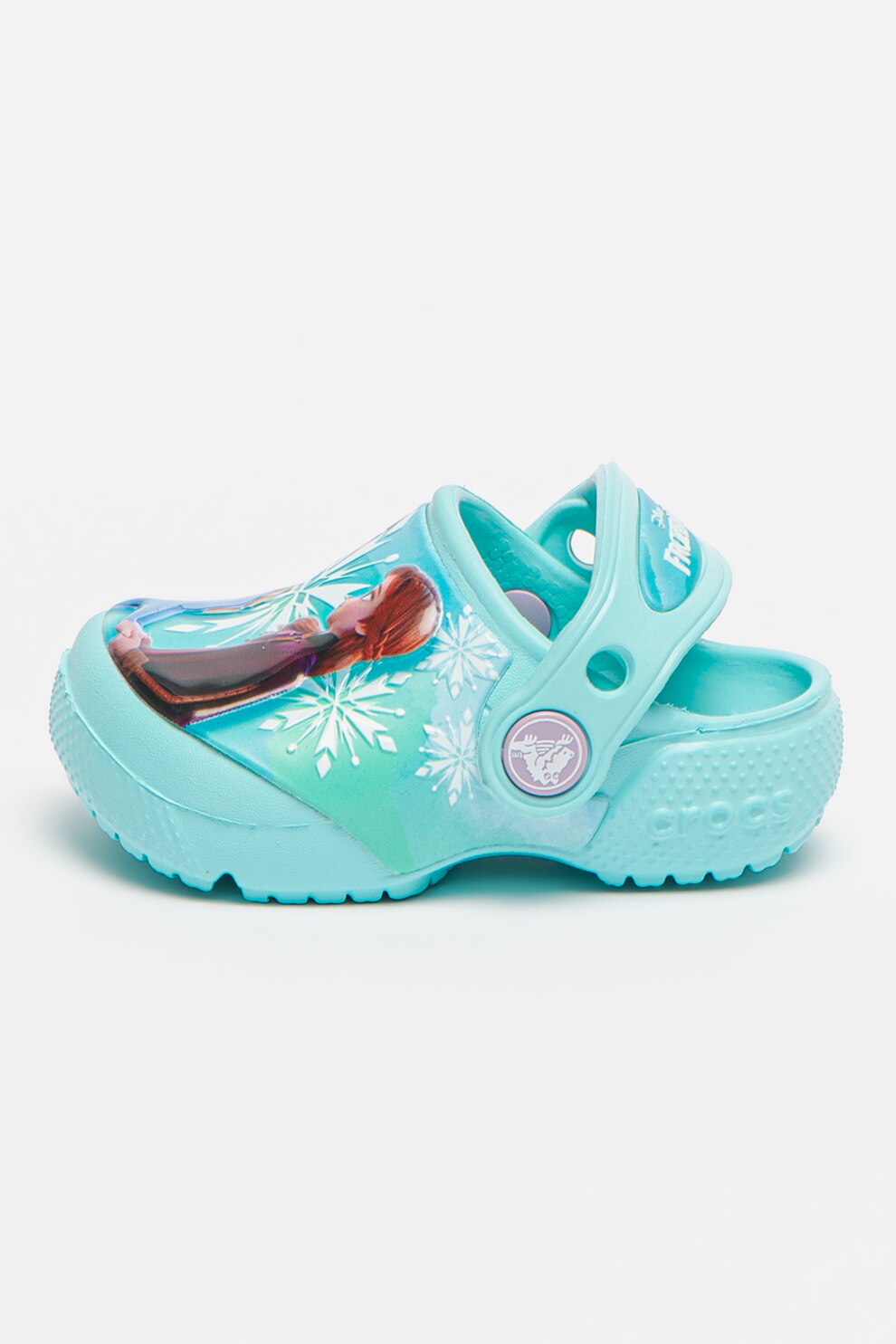 Crocs, Saboti slingback cu imprimeu Frozen, Albastru deschis