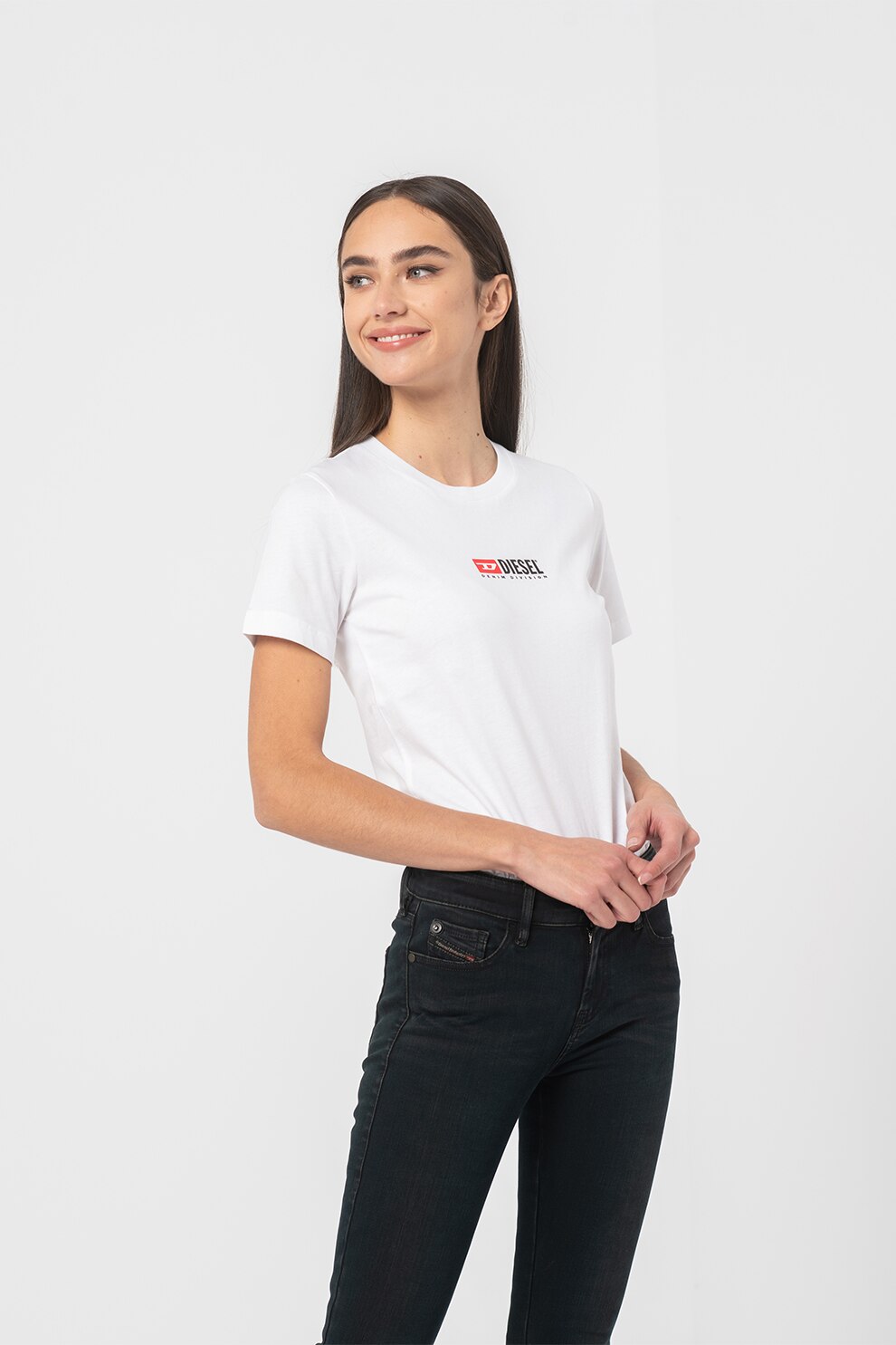 Diesel, Body din jerseu cu imprimeu logo Ufby-Bodysily, Alb