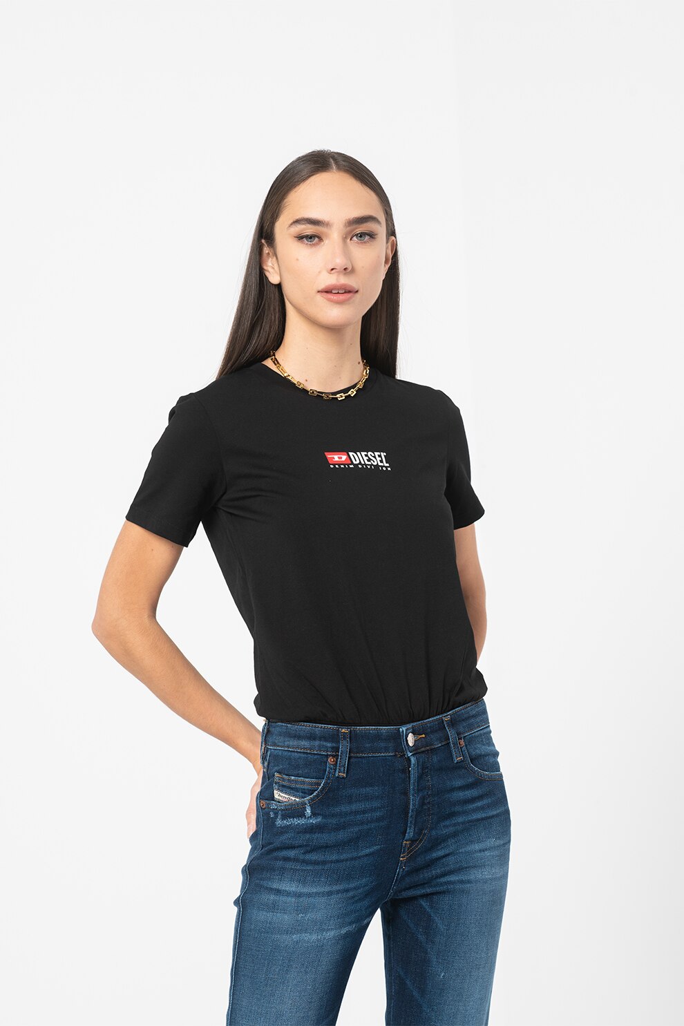 Diesel, Body din jerseu cu imprimeu logo Ufby-Bodysily, Negru