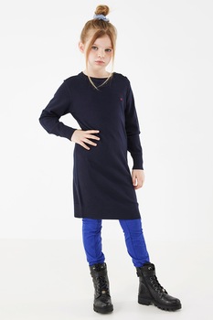 Mexx, Rochie tip pulover cu nasturi decorativi, Bleumarin Mexx, Rochie tip pulover cu nasturi decorativi, Bleumarin